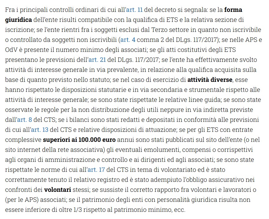 Partono i controlli sugli Enti del Terzo Settore